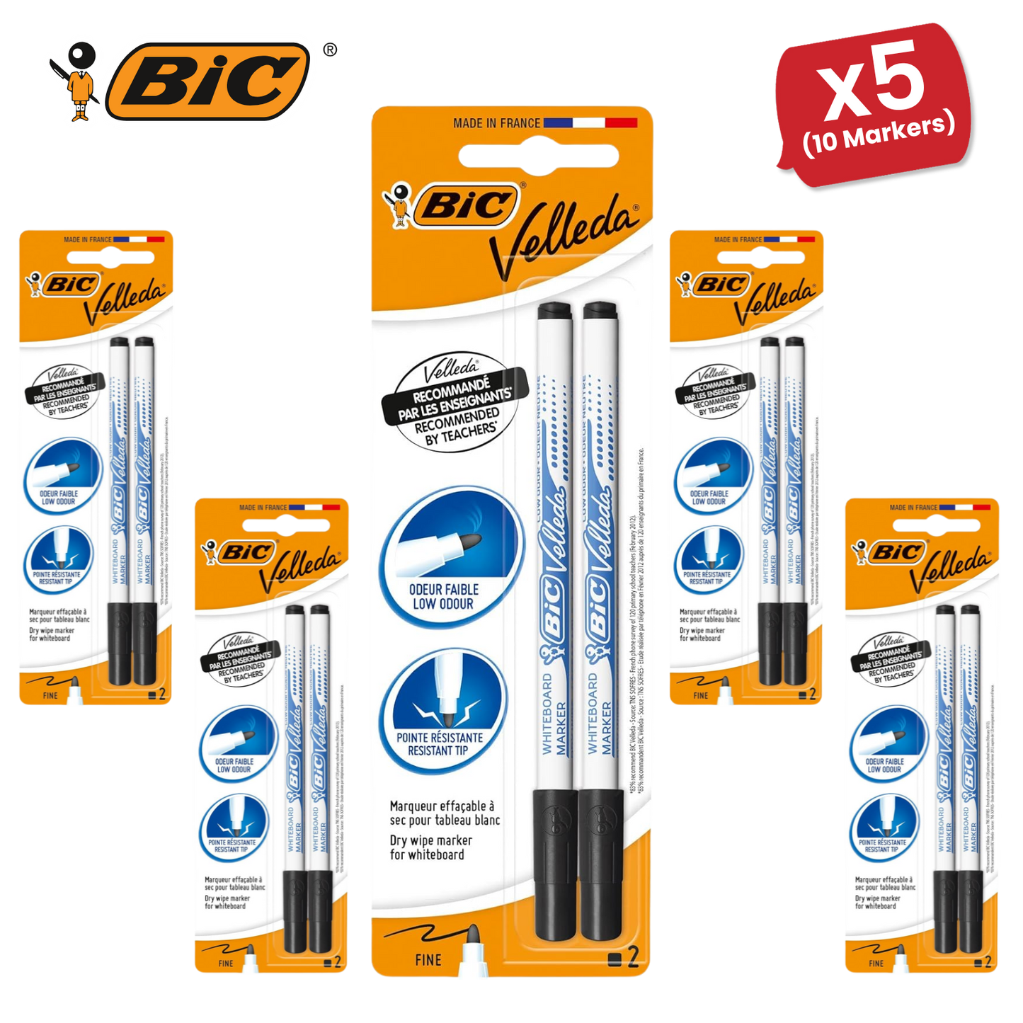 BIC Velleda 1721 Whiteboard Pens Black - Pack of 2
