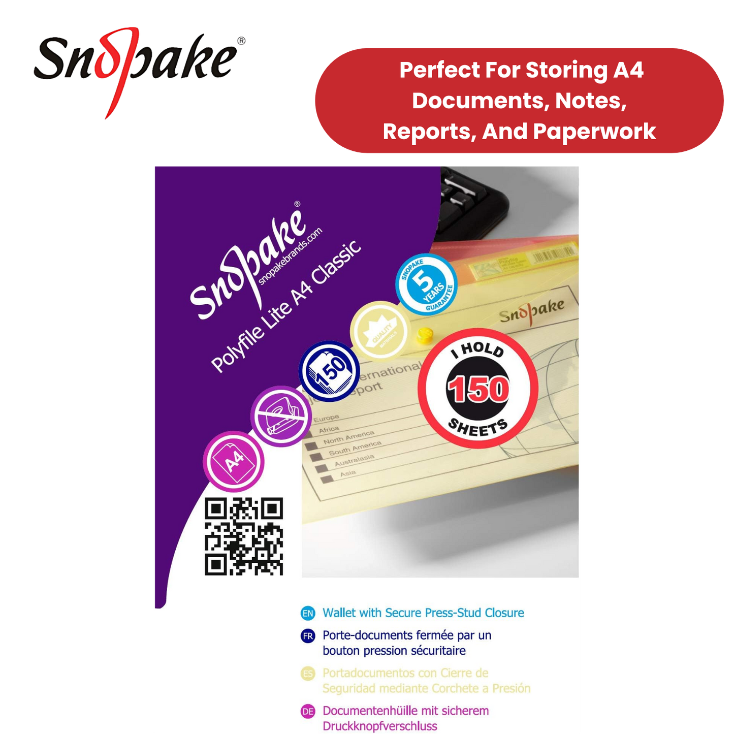 Snopake Polyfile Lite A4 Assorted for Secure and Stylish Document Storage x5