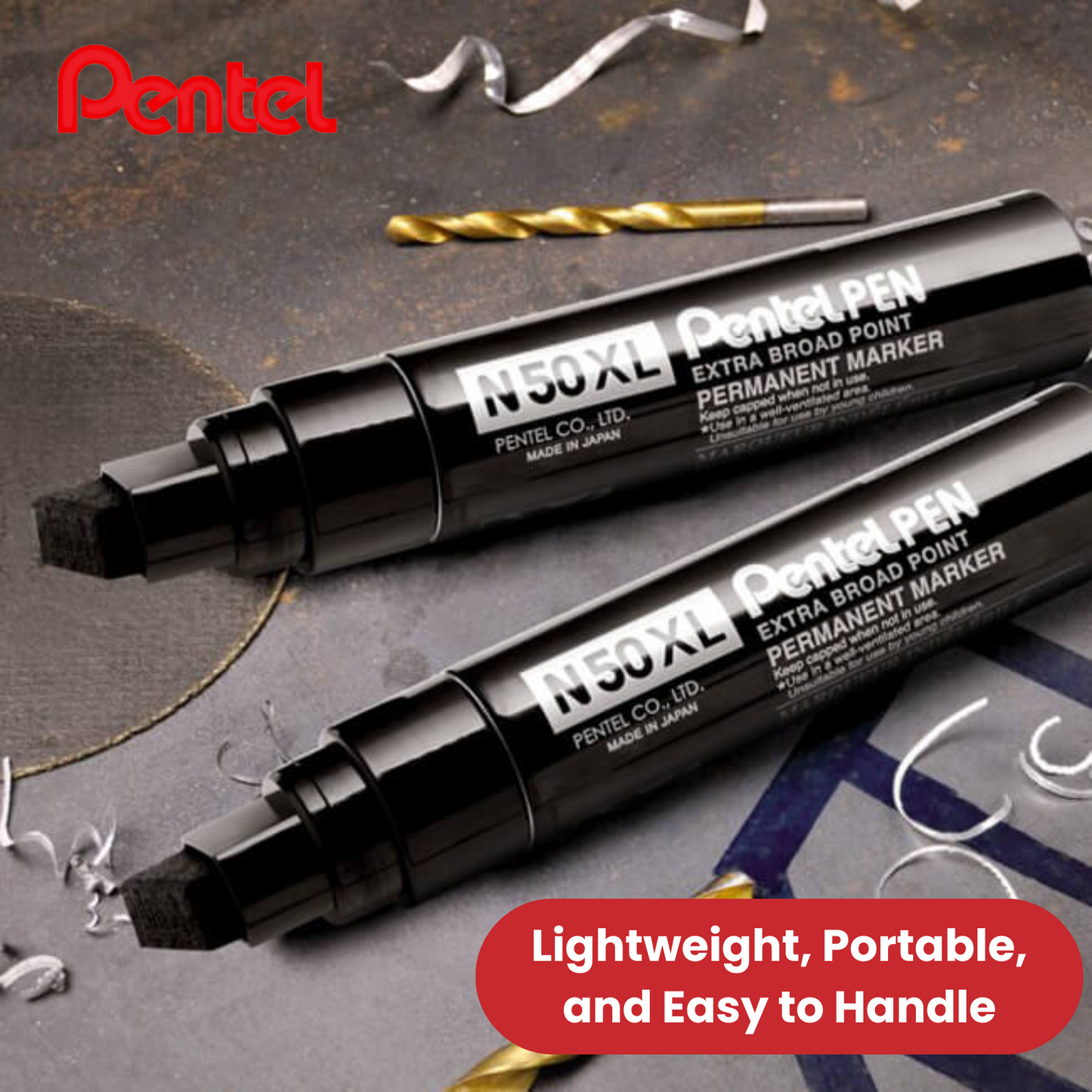 PENTEL N50XL PERMANENT MARKER BLACK - Single Pen