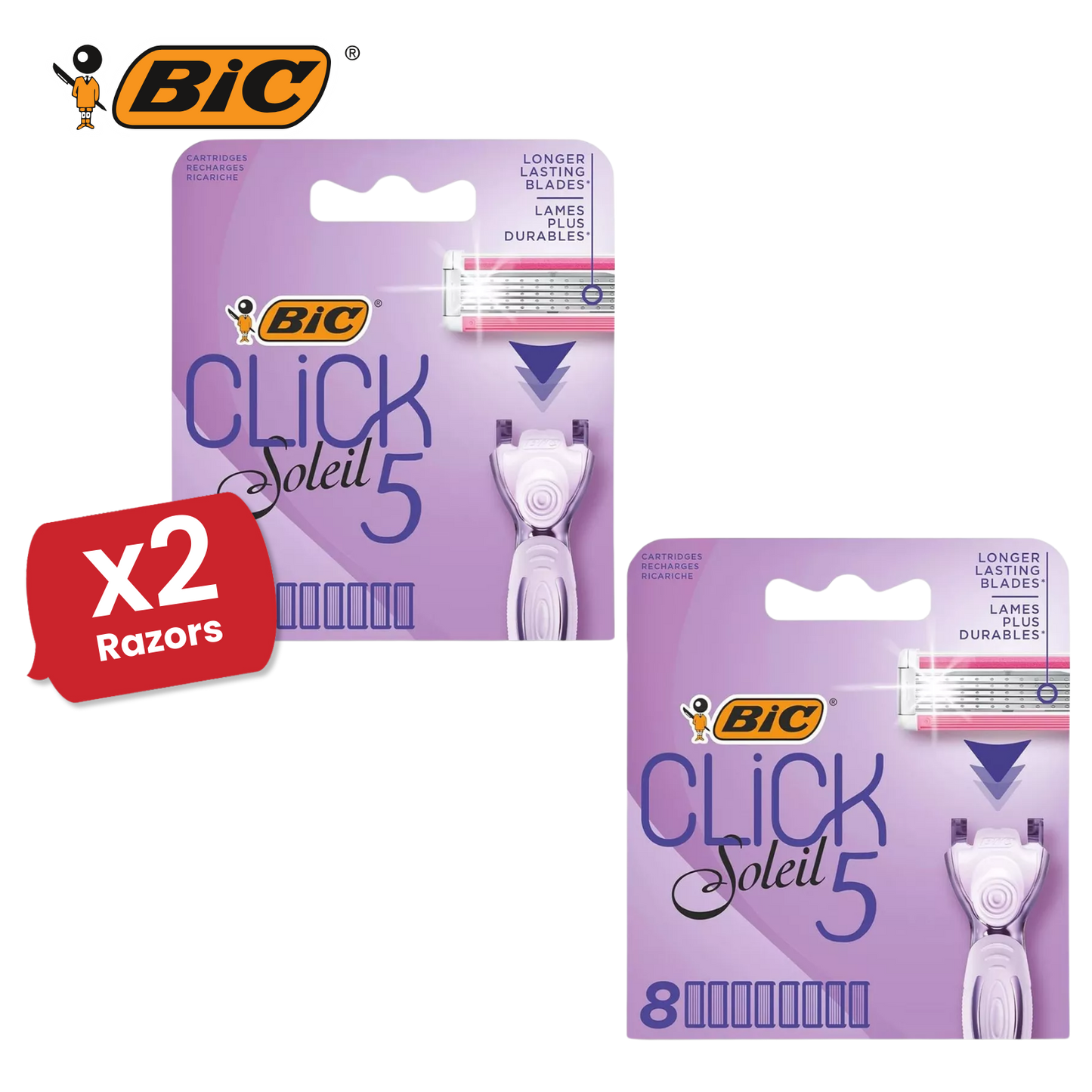 BIC Click 5 Soleil Sensitive Razor 8 Refill for Comfort Shave