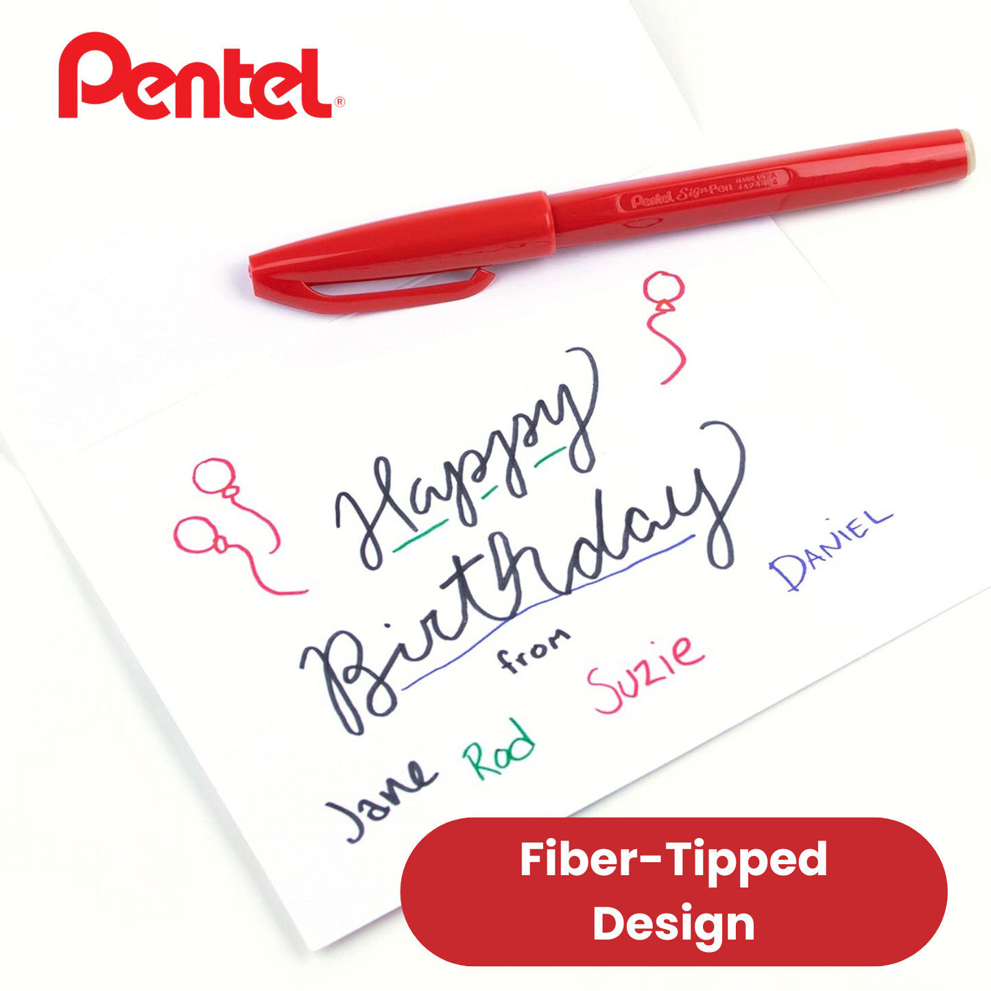 Pentel Sign Pen Red Markers - Smooth Fiber Tip for Writing, Drawing & Sketching