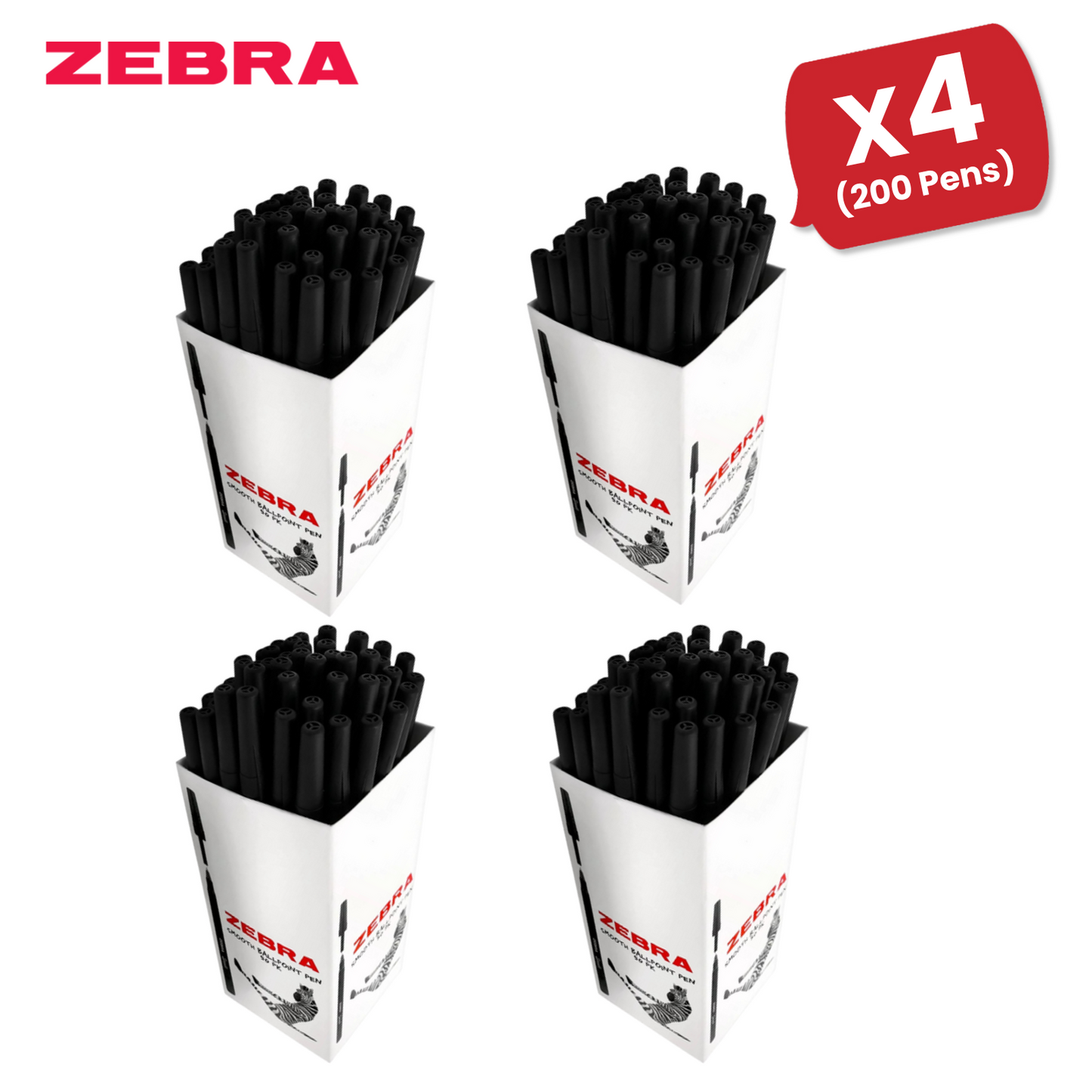 Zebra Smooth 1.0mm Tip Black - Ballpoint Pens Office & School Use - Box of 50