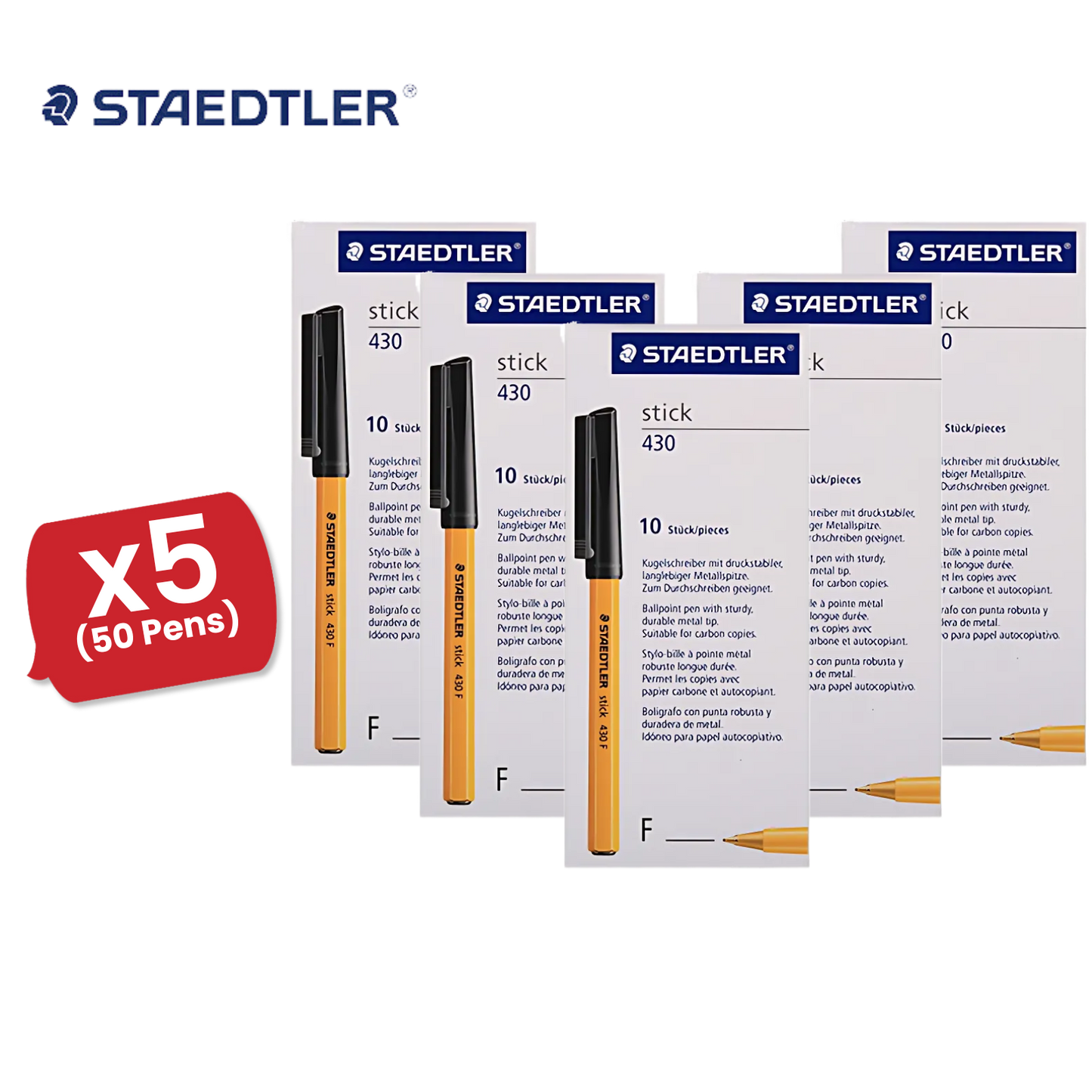 Staedtler Fine 0.3mm Black 430 F-9 - Pack of 10 - 5 Packs