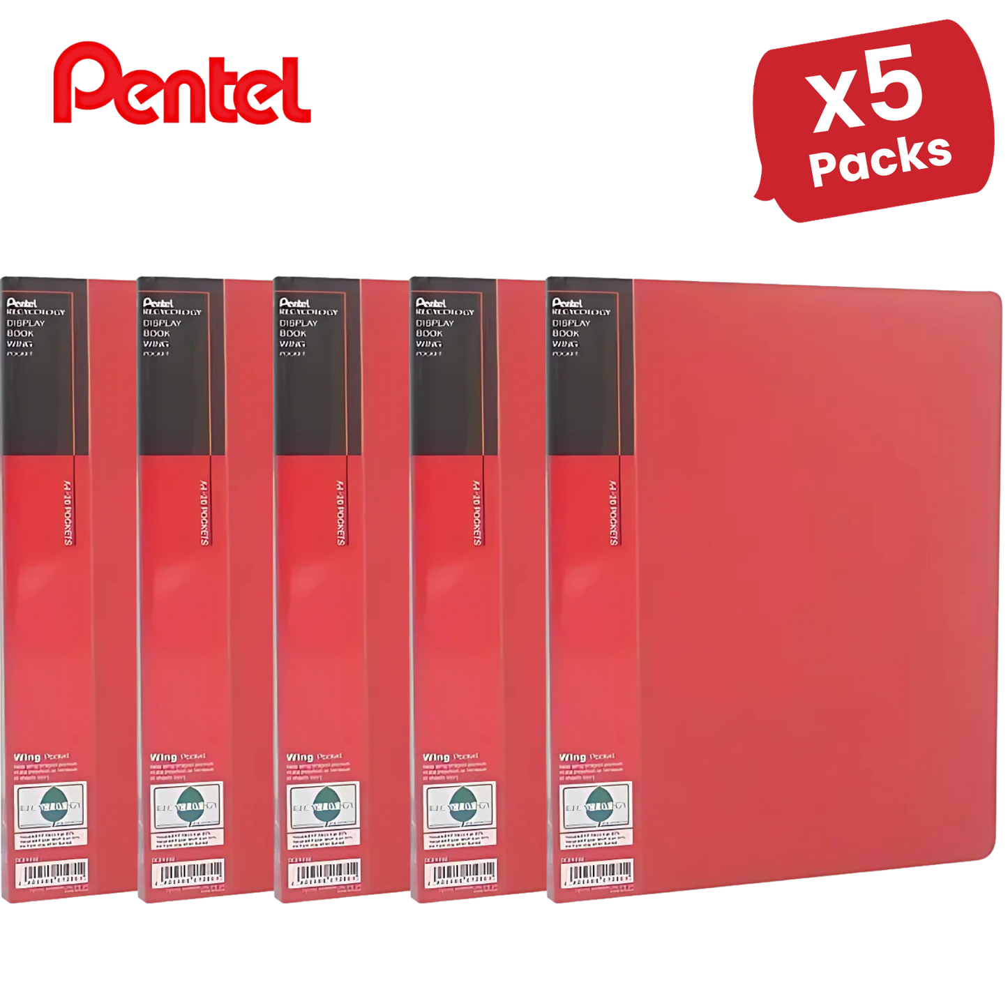 PENTEL RECYCOLOGY A4 DISP BK 20PKT RED - Pack of 1