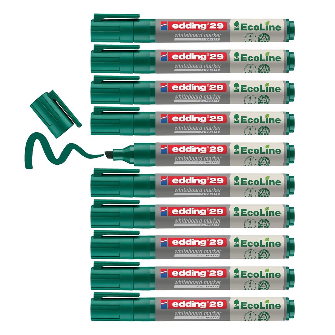 edding 29 Ecoline whiteboard marker - green - box of 10 whiteboard pens - chisel tip 1-5 mm