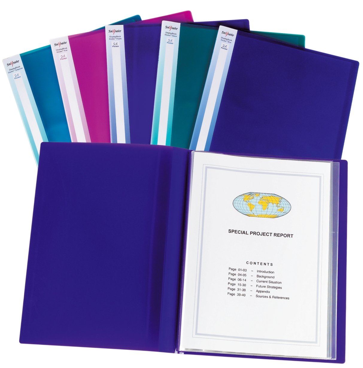 SNOPAKE DISPLAY BOOK ELECTRA A3 24 POCKET ASSORTED - PACK OF 5