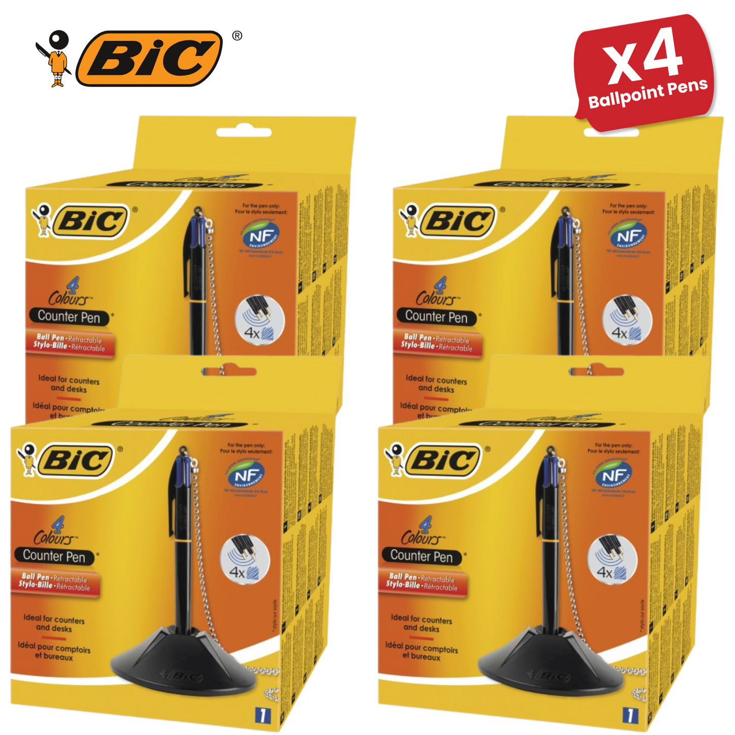 BIC 4 Colours Counter Pen Ballpoint Pen Blue 1 Box