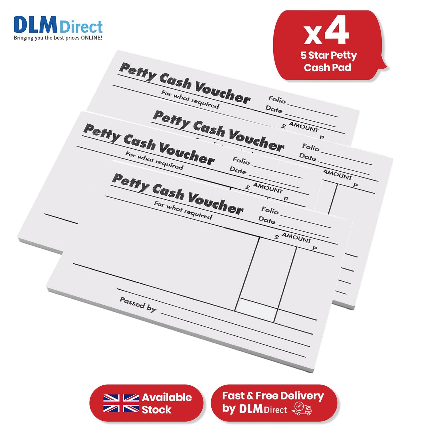 5 Star Petty Cash Pad - 80 Sheets Finance Record Receipt Book for Cash Expenses & Receipts