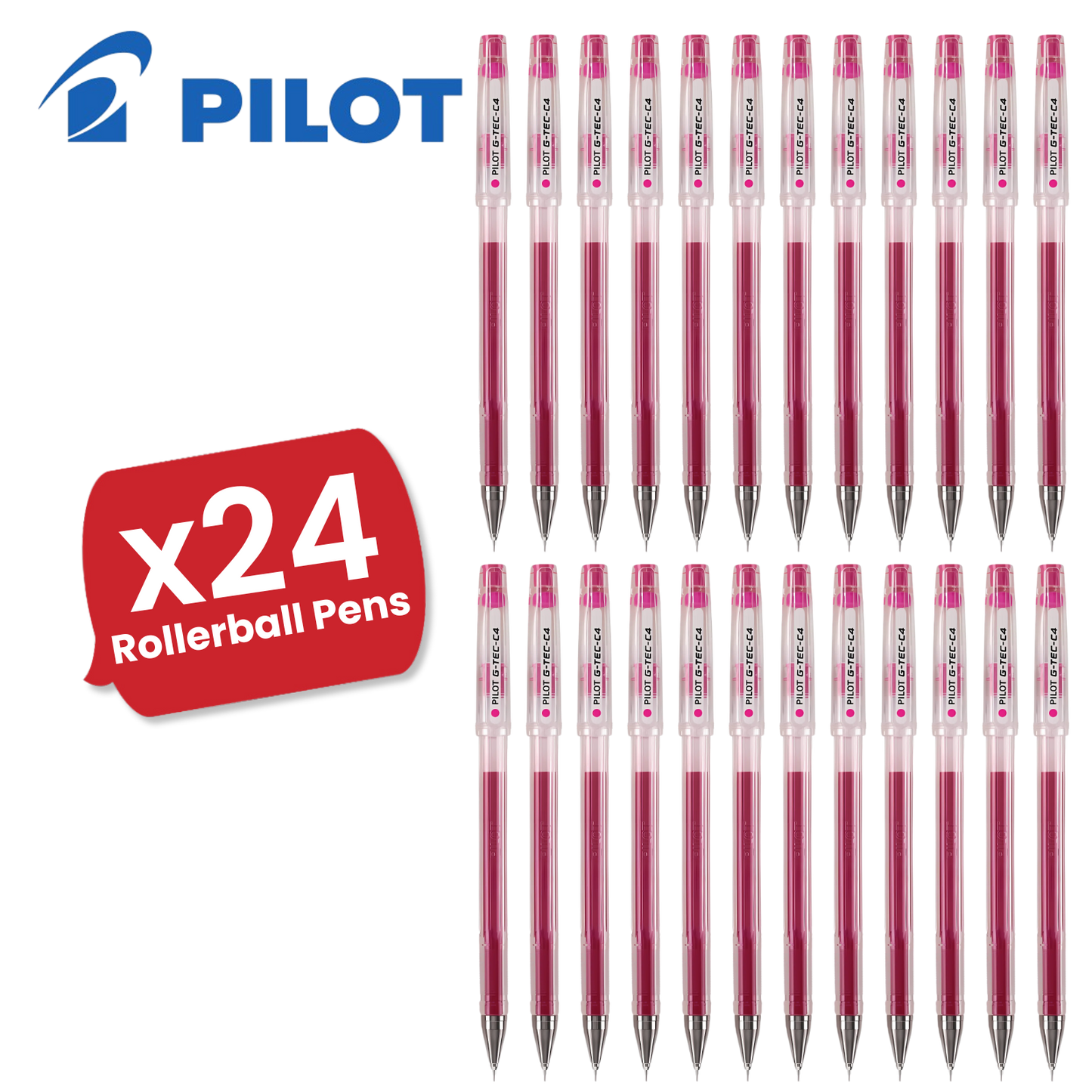 Pilot G Tec C4 Gel Rollerball Pens Microtip Extra Fine 0.4mm Gel Ink - Pink