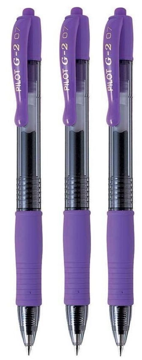 Pilot G-207 Retractable Gel Rollerball Medium Violet - Pack of 3