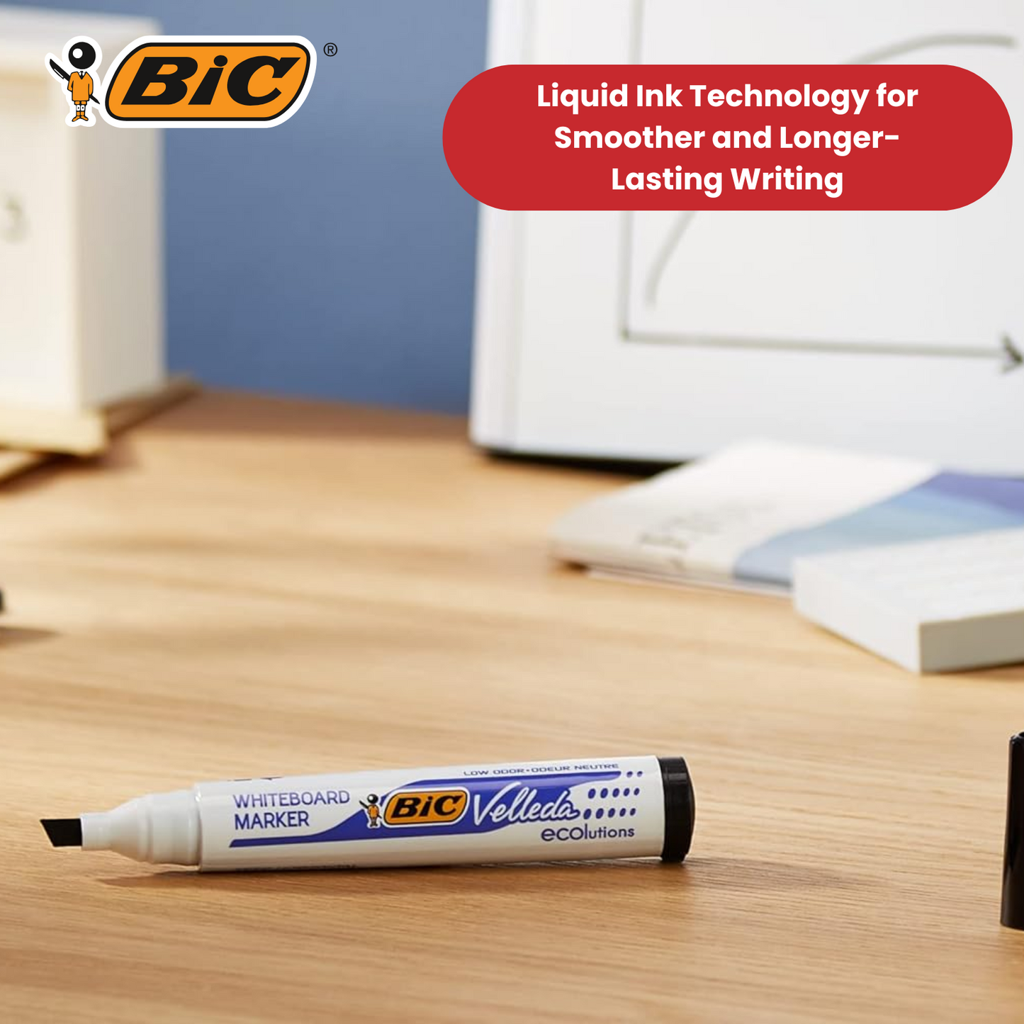 BIC VELLEDA MARKER 1751 BLACK - PACK OF 12 - 1 to 5 Packs