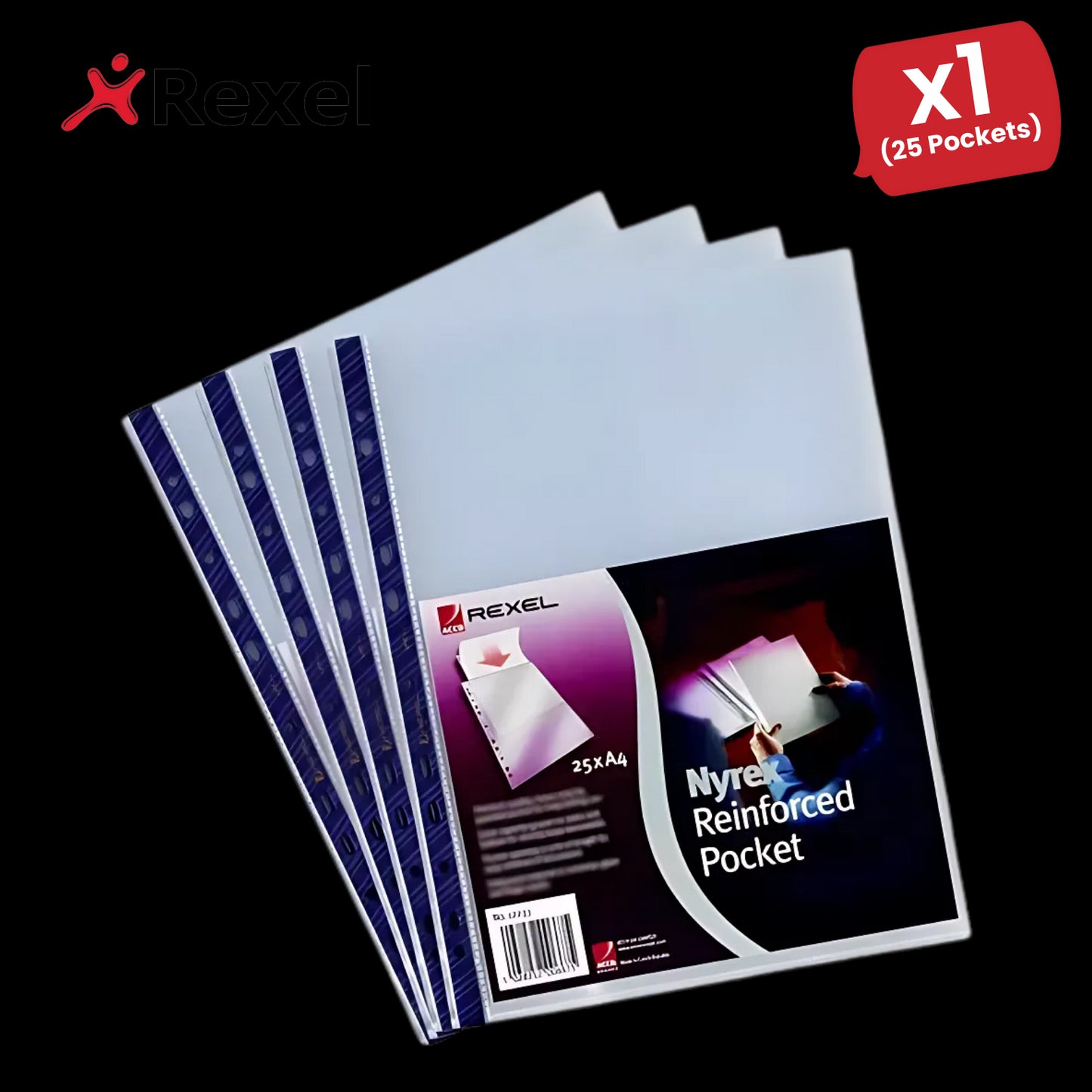 Rexel Nyrex (A4) Reinforced Top Opening Pockets Pack of 25