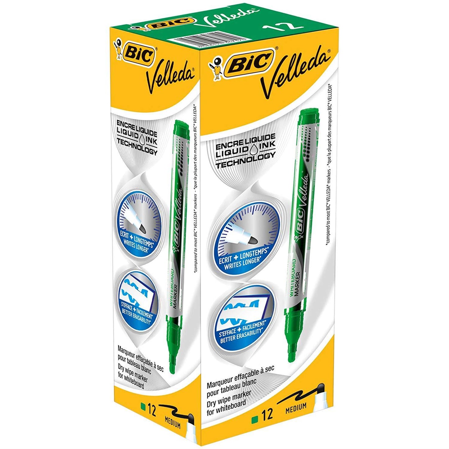 BIC Velleda Liquid Ink Dry Wipe Pocket Markers Green - Pack of 12