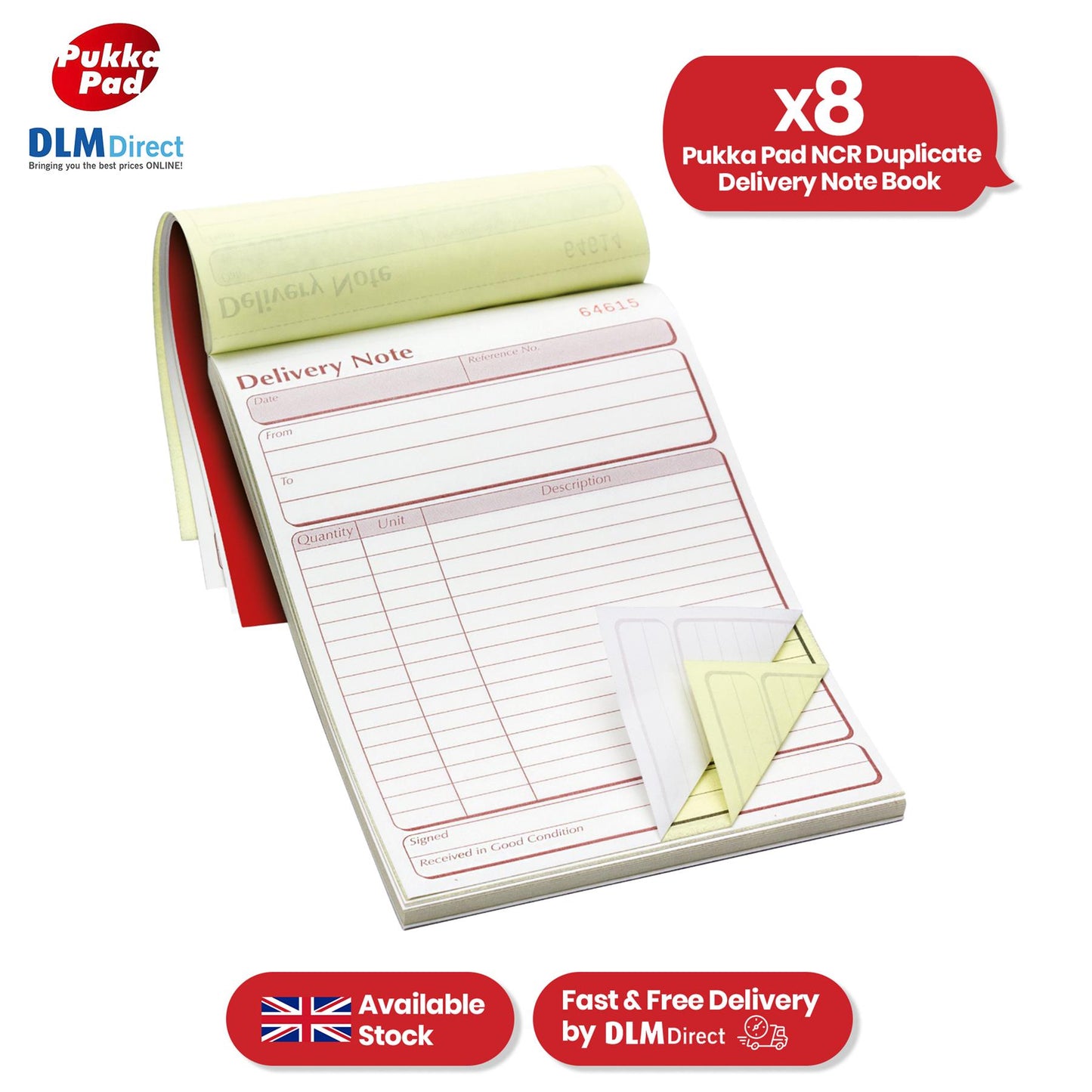 Pukka Pad Duplicate Invoice Book - Carbonless Tear-Off Receipt Note Pad for Order Tracking