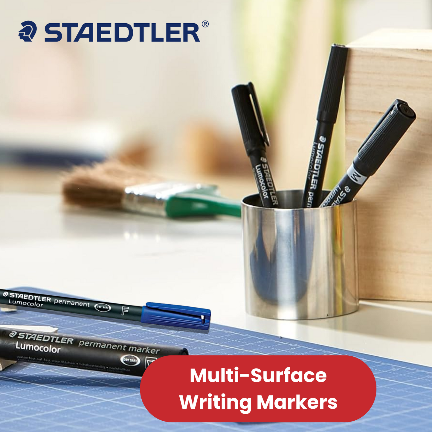 STAEDTLER Lumocolor Permanent Fine Blue Marker Pens Quick-Dry Ink Multi-Surface
