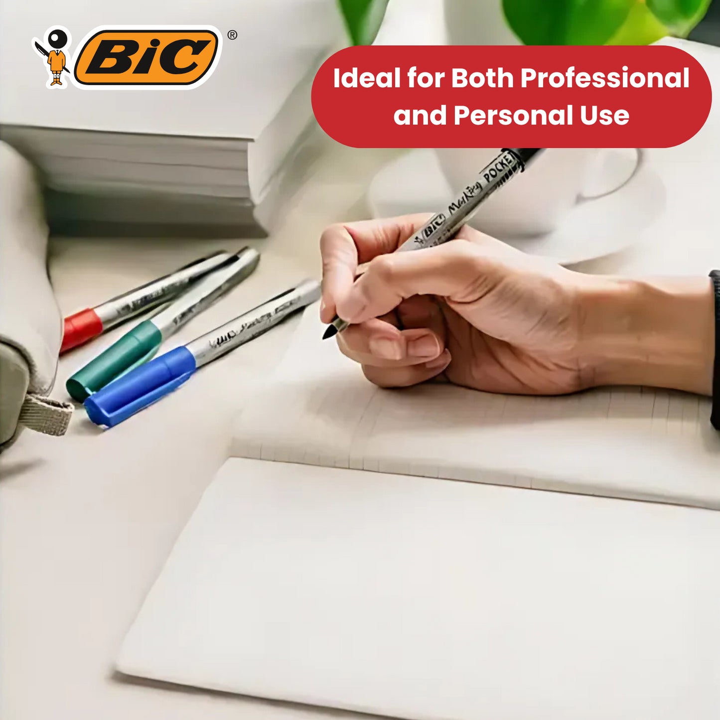 Bic Pocket Permanent Black Bullet Tip Marker (Pack of 12) 8209021 - 1 to 5 Packs