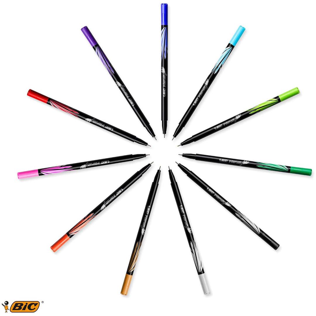 BIC Intensity Medium Felt-Tip Pens, Medium Tip, Wallet of 12