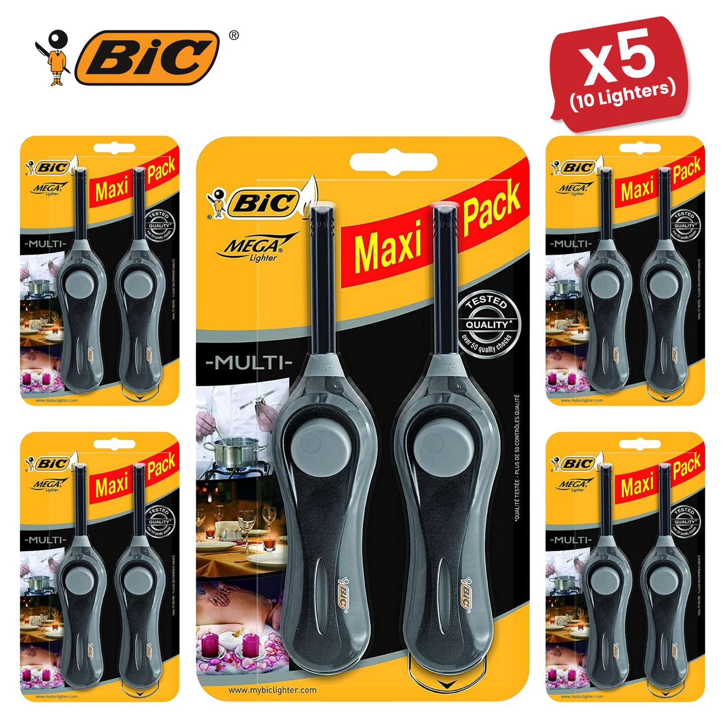 BIC Mega Standard Utility Lighter Black - Blister Pack of 2