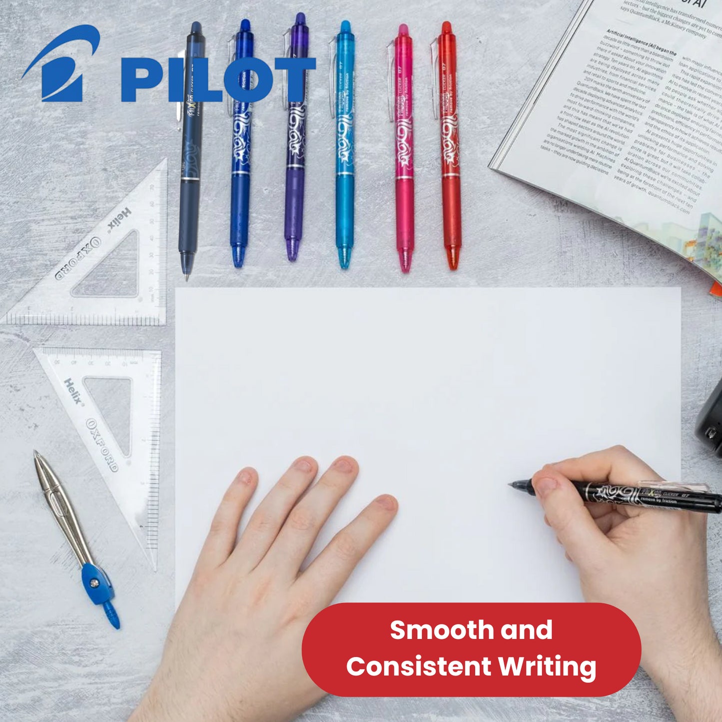 Pilot FriXion Clicker Erasable Gel Rollerball Multiple Pens 0.7mm Tip - Blue