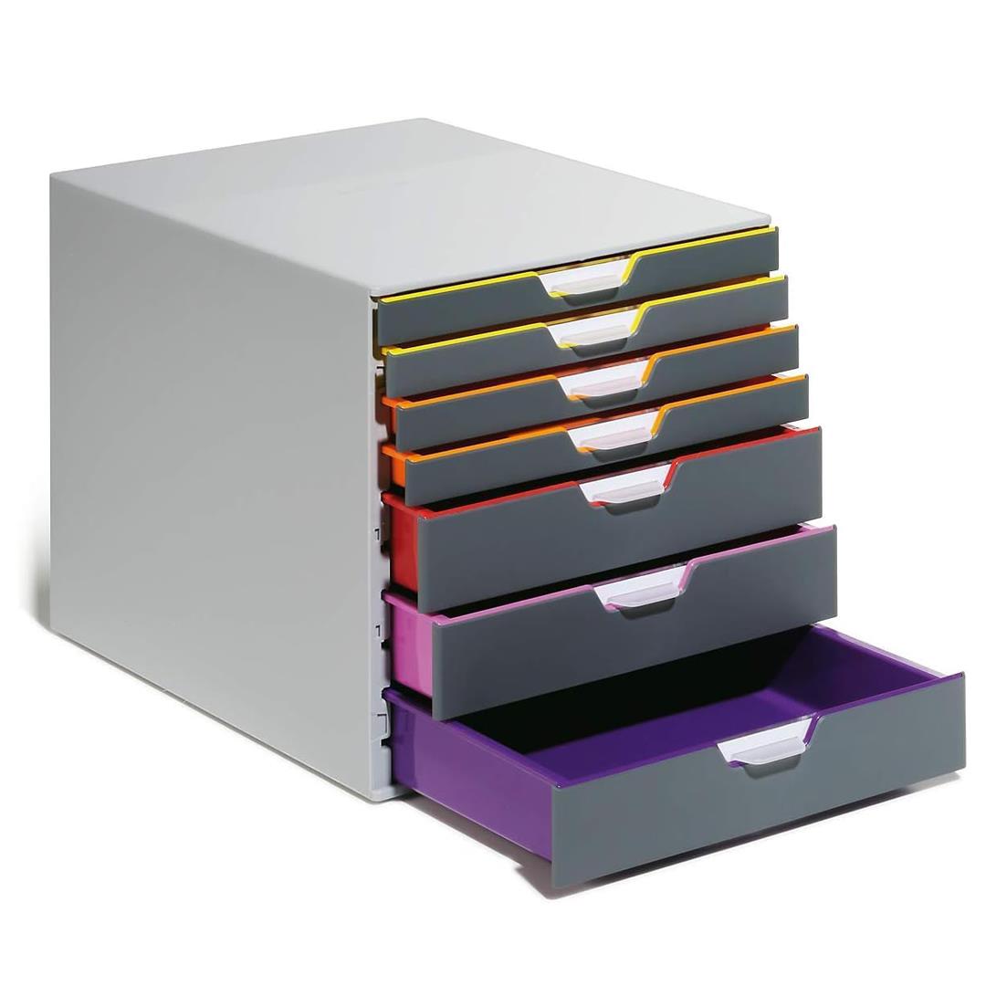 Durable VARICOLOR 10 Drawer Unit, Desktop Drawer Set with 10 Colour Coded Draws, Ideal for Storing Documents and Paper Work