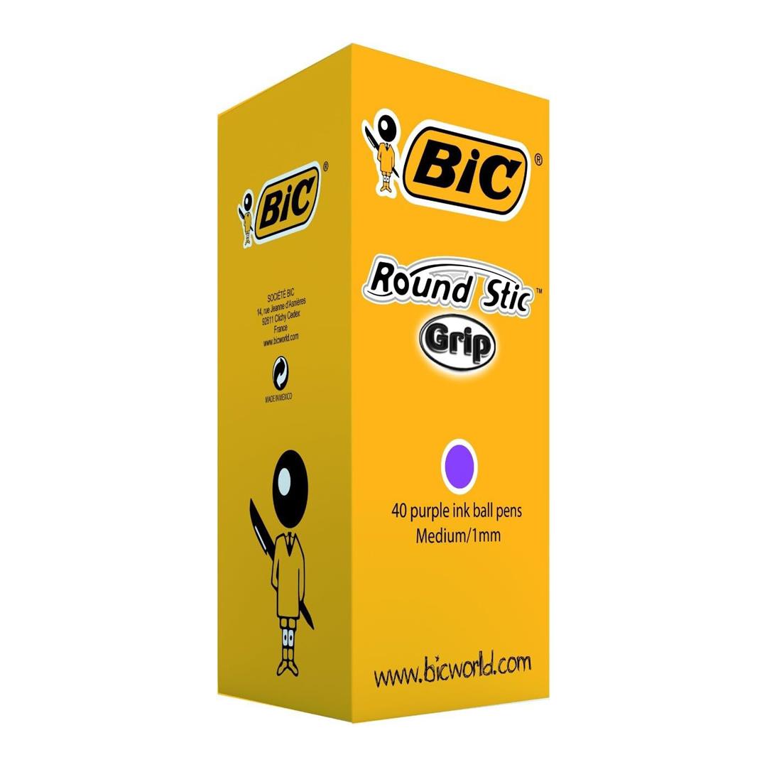 Bic ROUND STICK GRIP PURPLE BOX 40