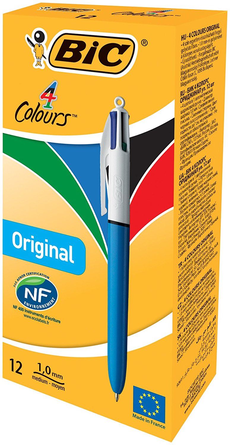 Bic 4-Colours Original Medium Ballpoint Pen 1.0mm Tip - Pack of 24
