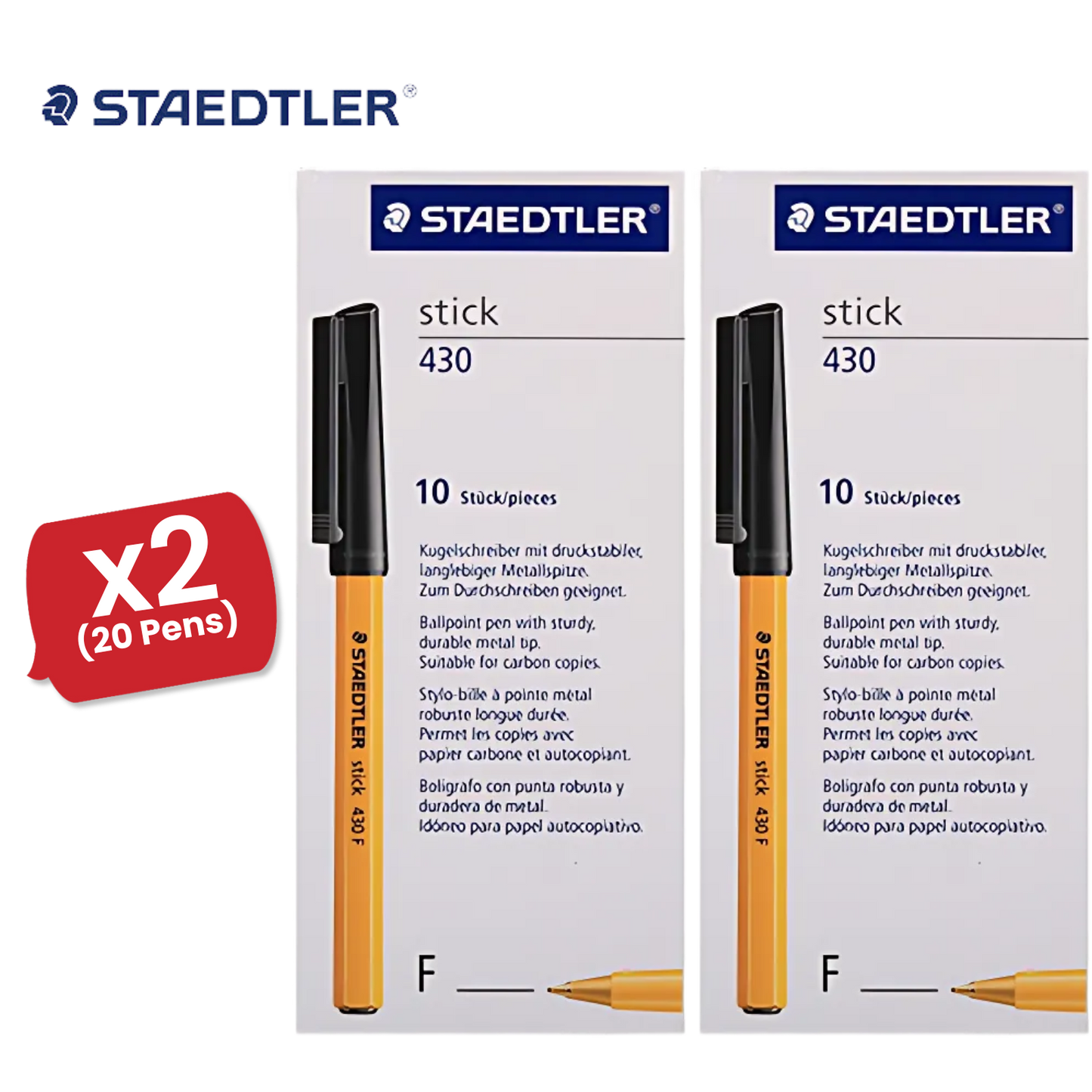Staedtler Fine 0.3mm Black 430 F-9 - Pack of 10 - 2 Packs