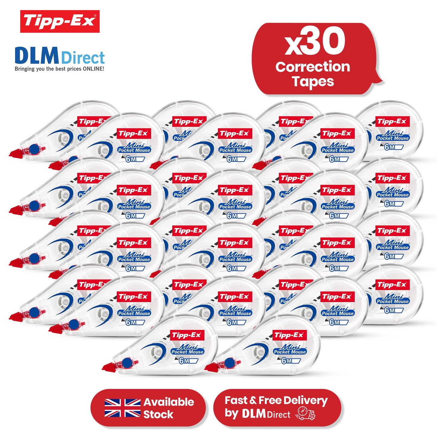 Tipp-Ex Mini Pocket Mouse Correction Tape - Quick Fix White Correction Roller for Students