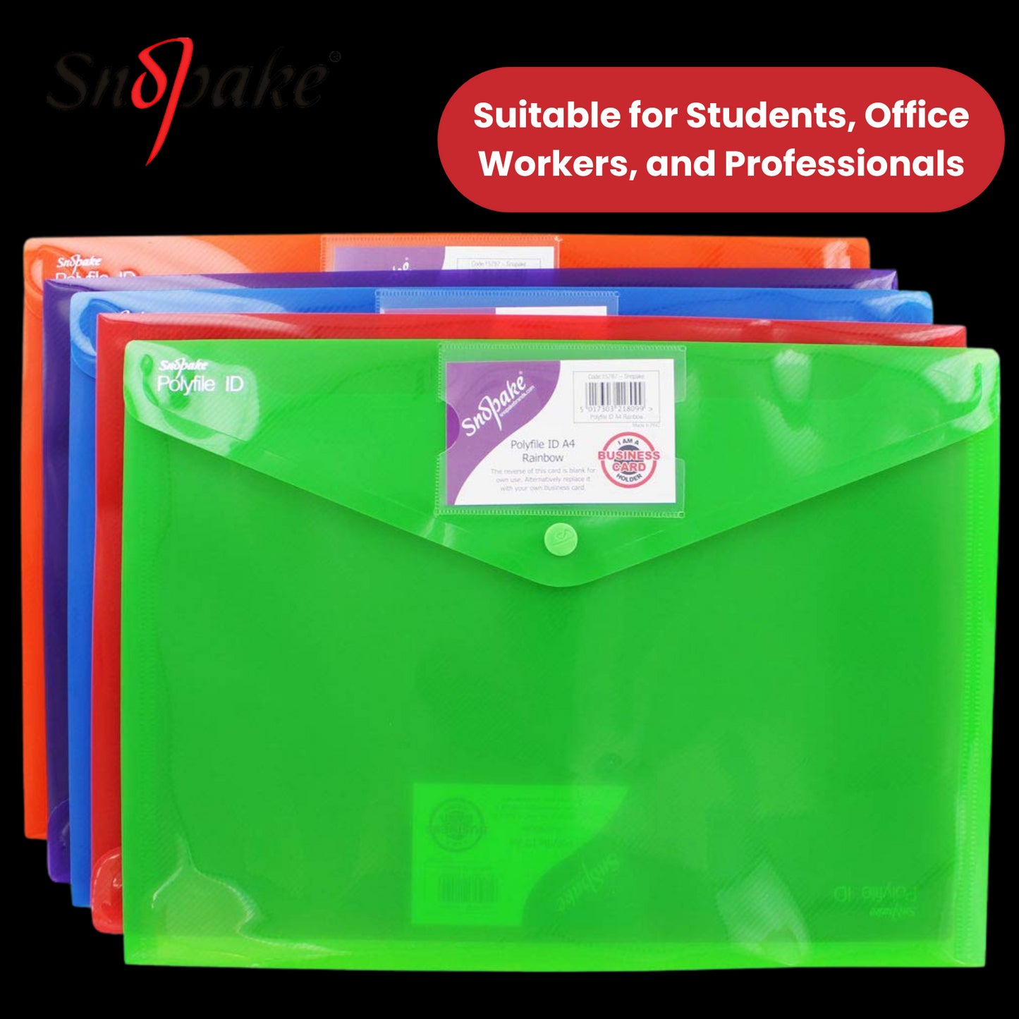 Snopake Rainbow Polyfile ID Bright Assorted - Vibrant Storage Solution Pack of 5