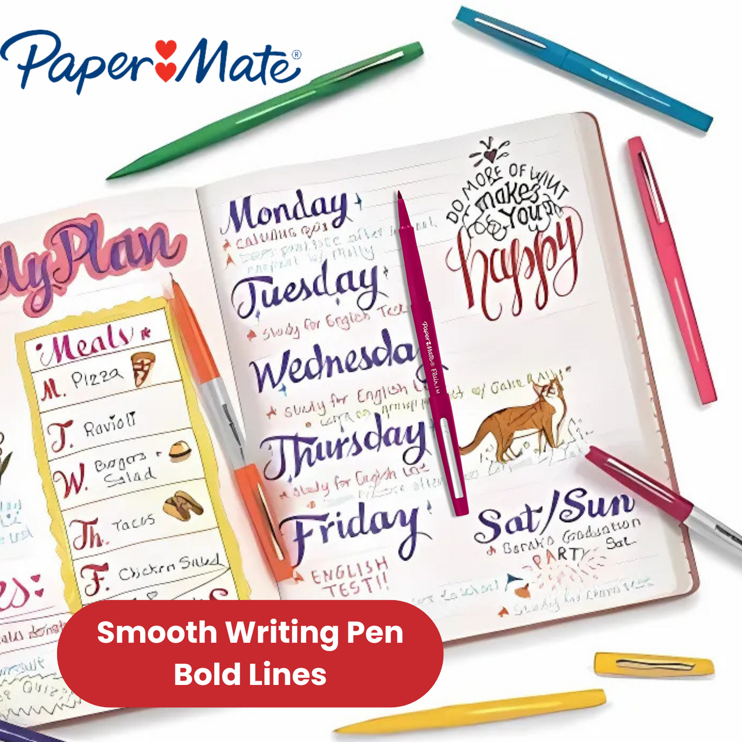 Papermate Flair Original Medium Tip Pens Magenta for Office, School & Home