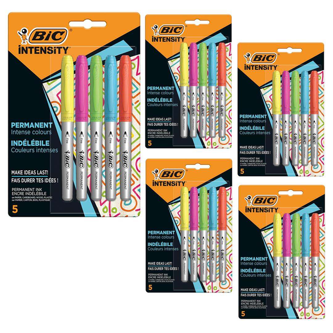 Bic Permanent Markers Fine Colour Intense Assorted Pack 1 to 5