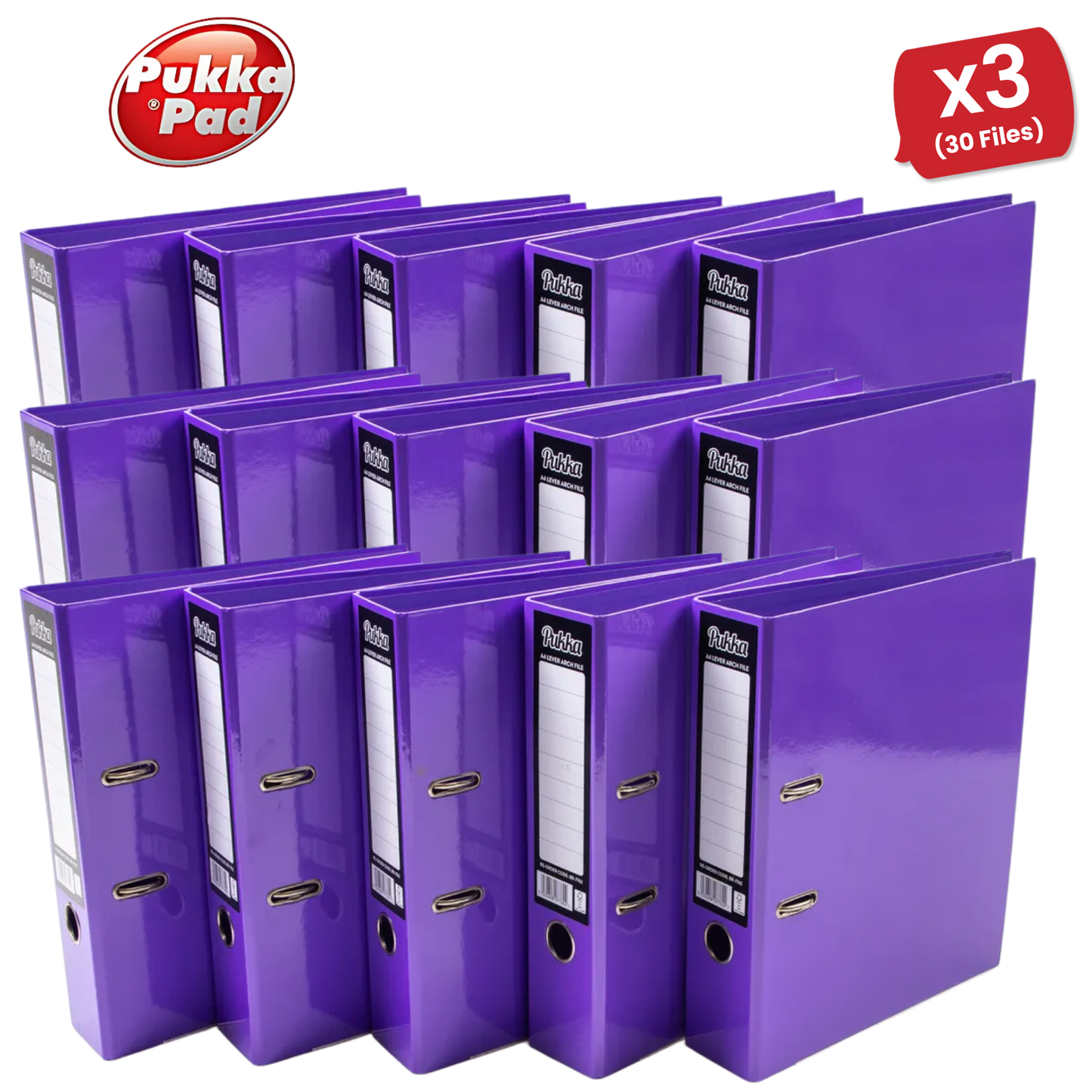 Pukka Brights Lever Arch Files - Purple - Box of 10 - Pack of 1 to 5