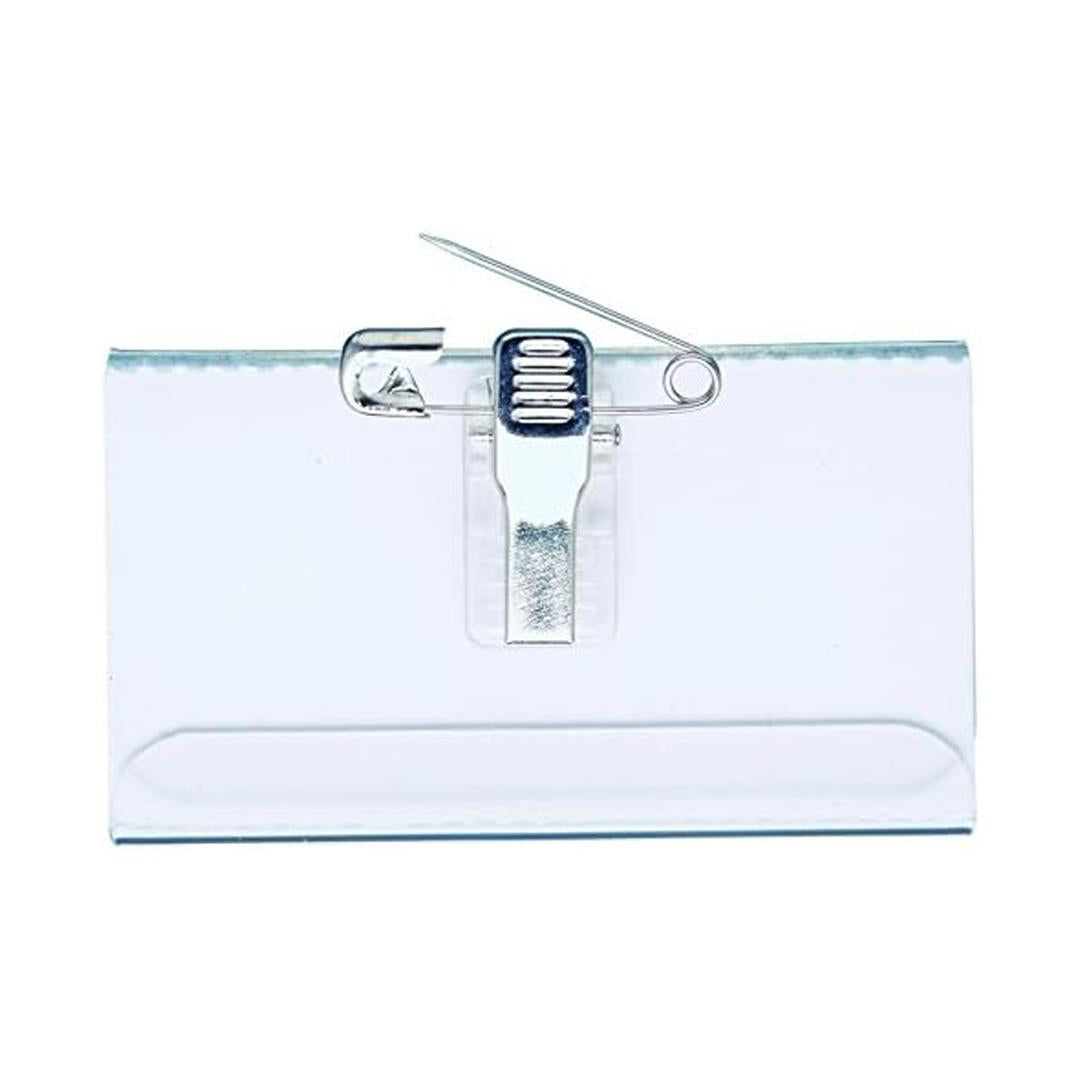 Durable Name Badge 54 x 90 mm with Combi Clip Transparent | Pack of 50 Badges | Includes Blank Insert Cards | Ideal for Events and Visitor Management