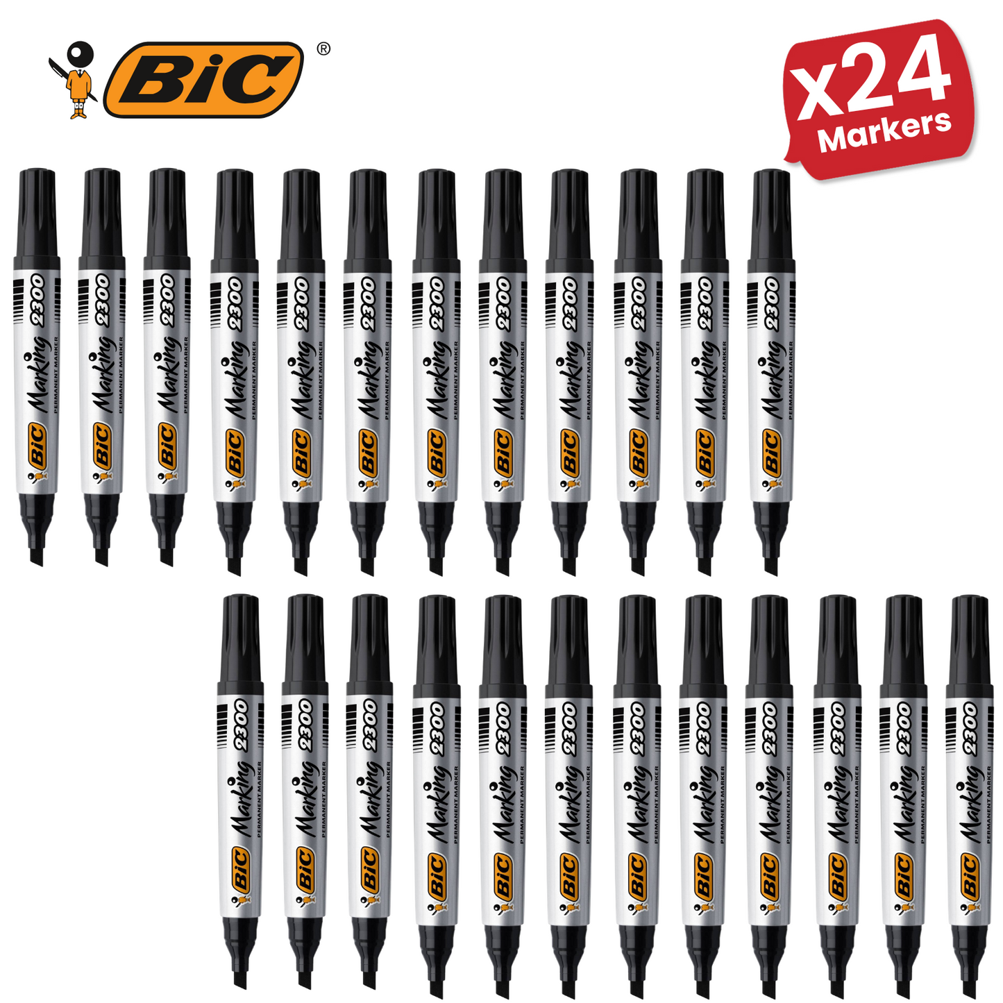Bic 2300 Permanent Black Chisel Tip Marker - Single Pen