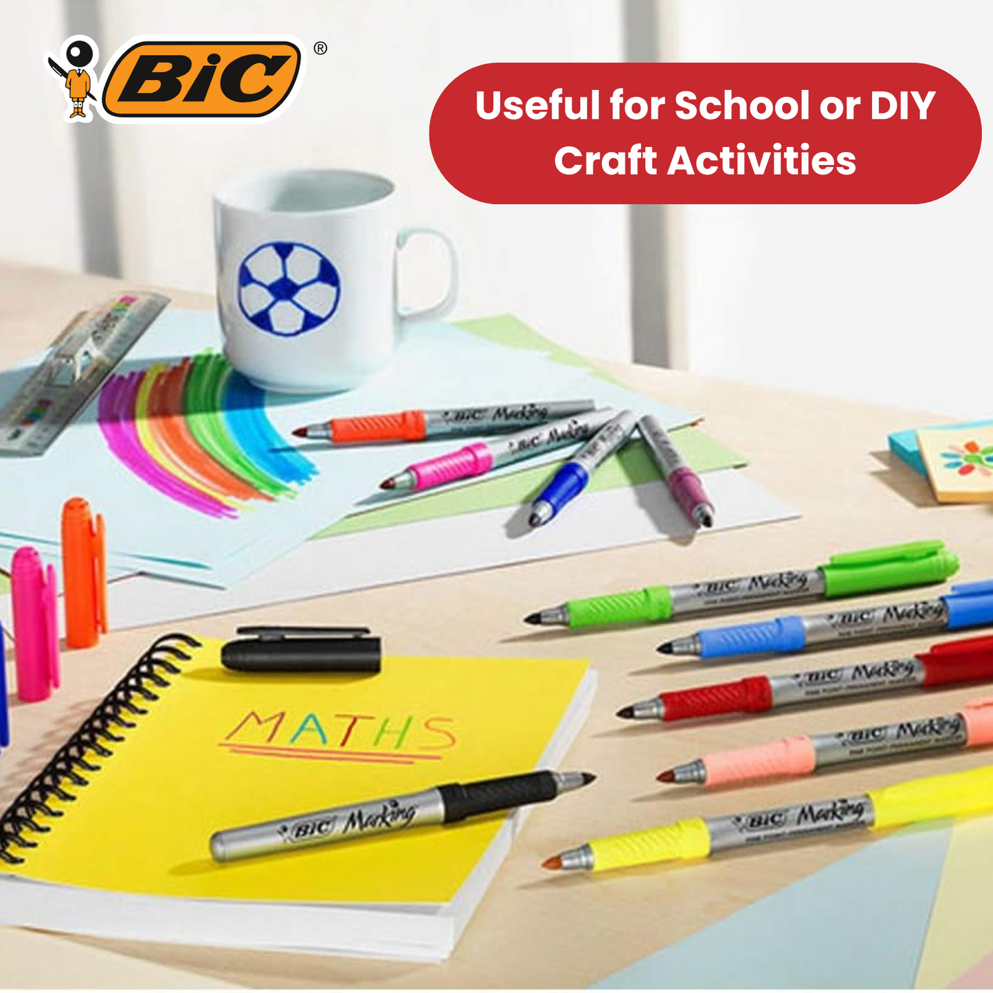 BIC PERMANENT MARKERS FINE ASSORTED - PACK OF 12