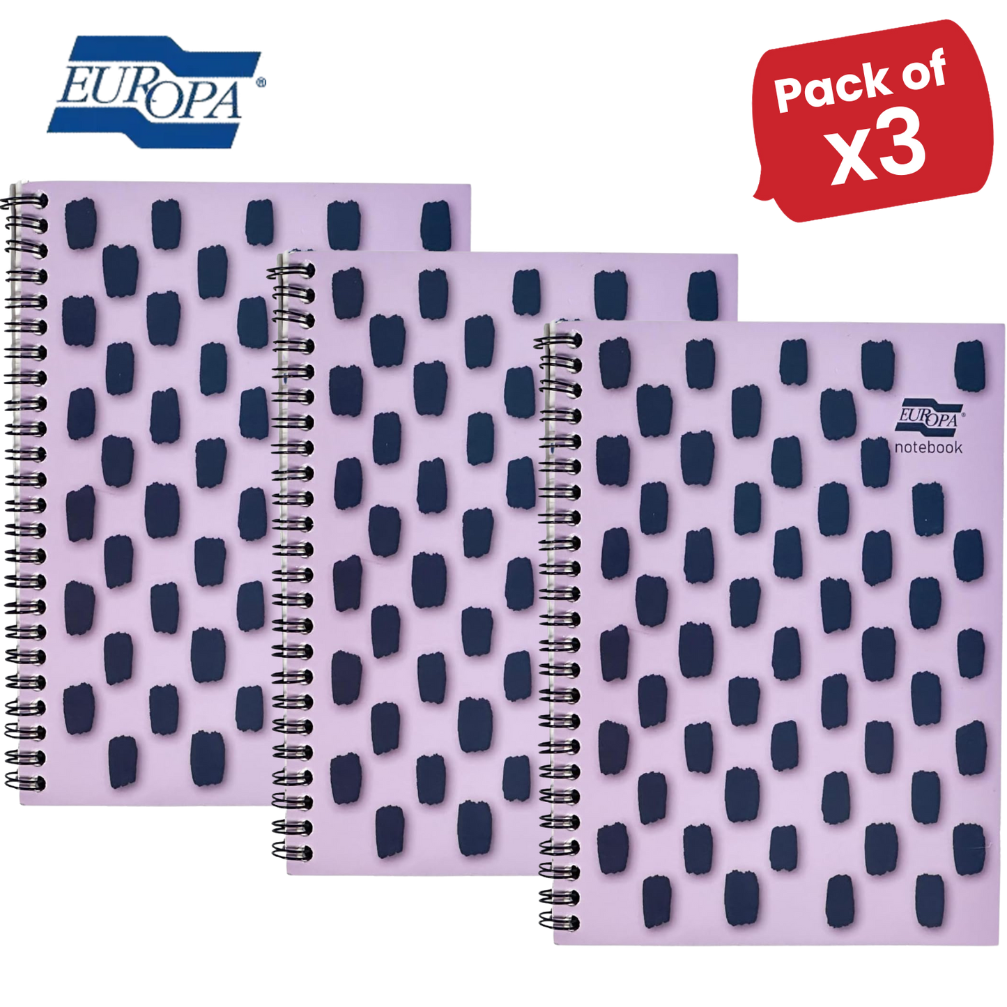 Europa Splash A4+ Notepad Wirebound 160 Pages 80g FSC Paper Ruled Punched Purple