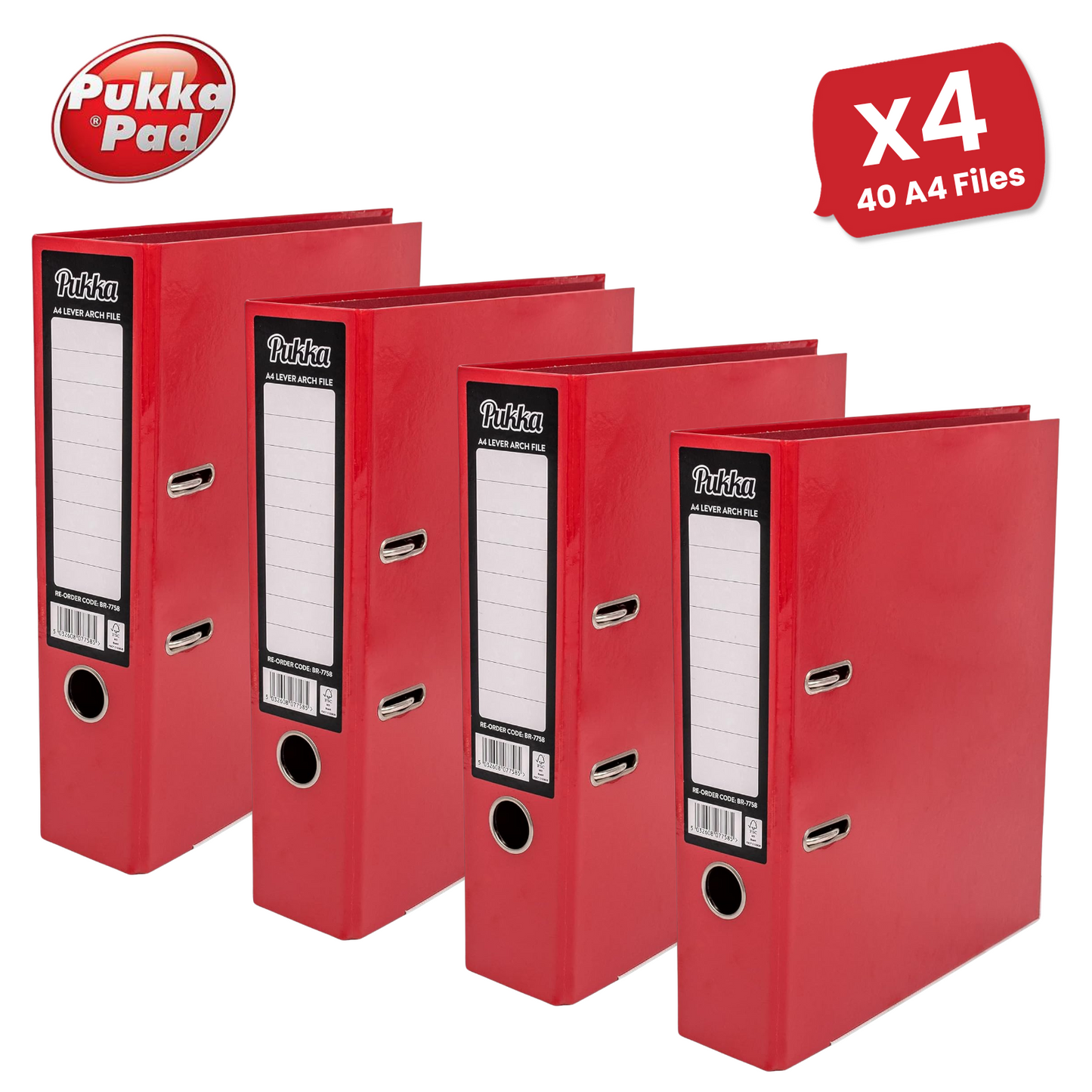 Pukka Brights Lever Arch Files - Red - Box of 10