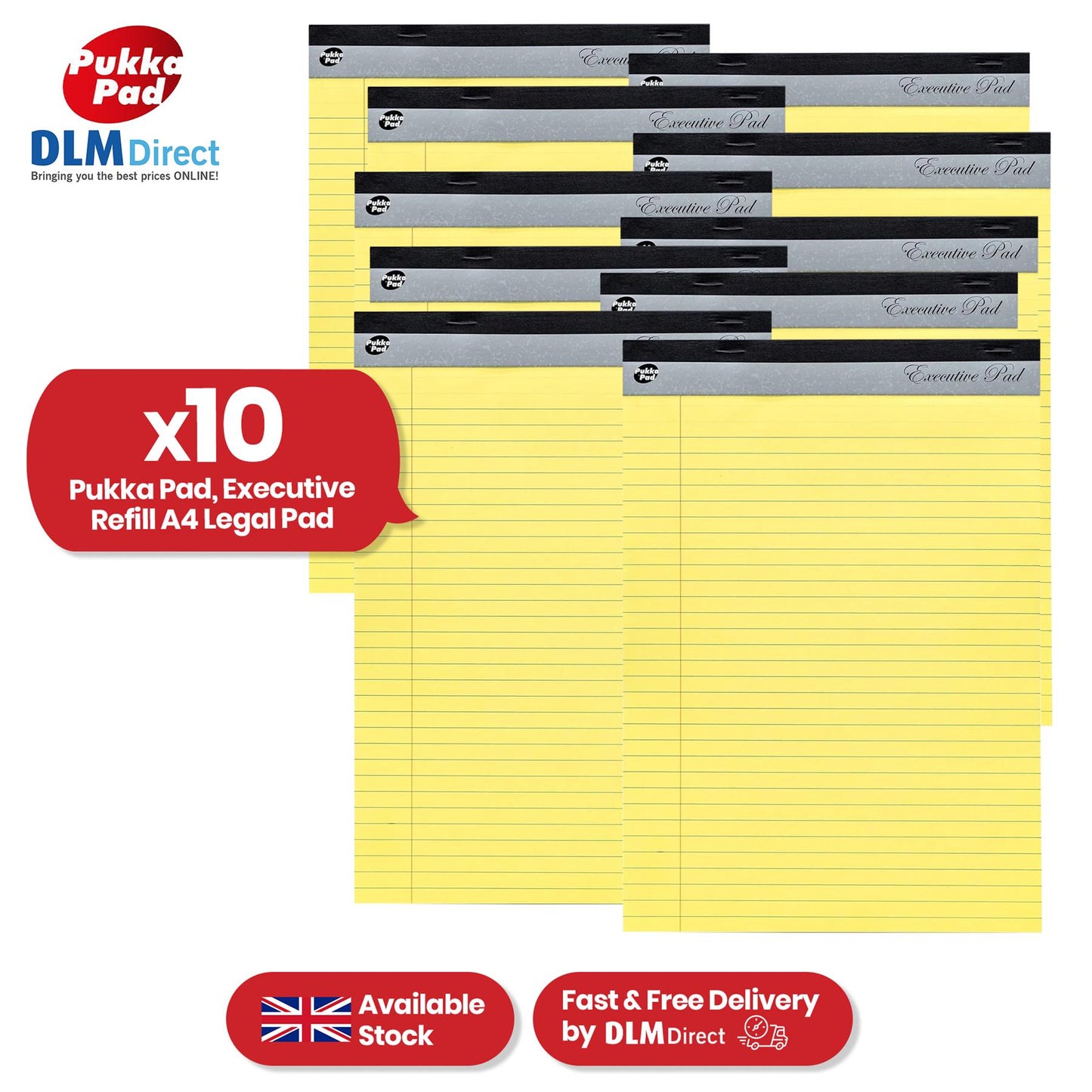 Pukka Pad A4 Refill Pads 160 Lined Pages Notepad, 80GSM Legal Notebook for Taking Notes