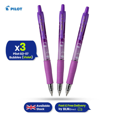 Pilot G2-07 - Bubbles - Violet - Blue Ink - Pack of 3