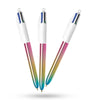 BIC 4-Colour Gradient Pens Pack of 3 Retractable Medium Point for Office School Home