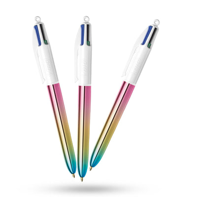BIC 4-Colour Gradient Pens Pack of 3 Retractable Medium Point for Office School Home