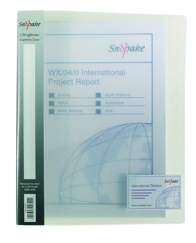 Snopake Ring Binder 2 Ring A4 CLEAR - PACK OF 10