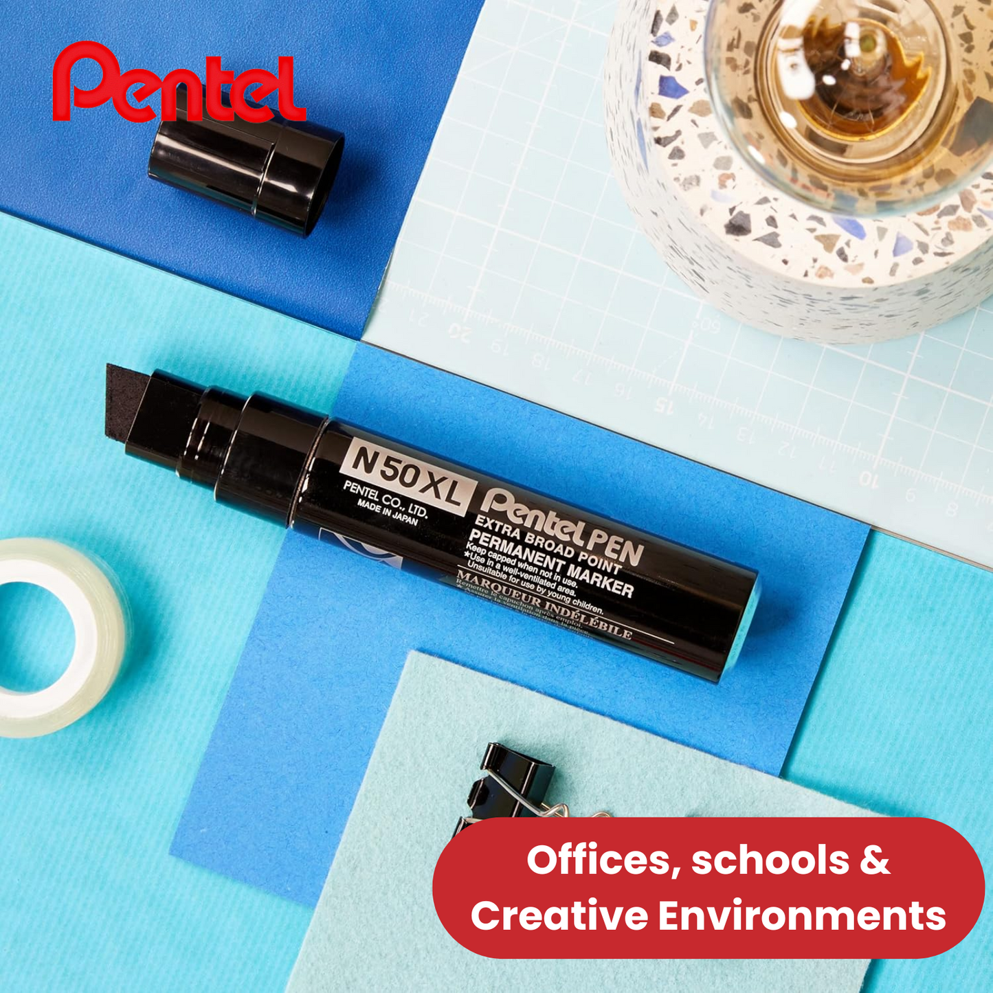 PENTEL  N50XL PERMANENT MARKER BLACK - Single Pen