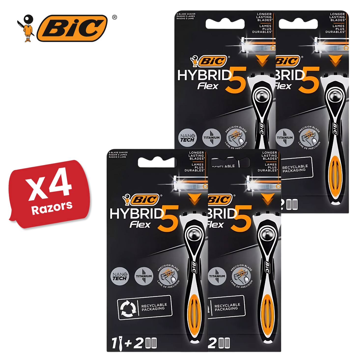 BIC Hybrid 5 Flex - 1 Handle + 2 Blades