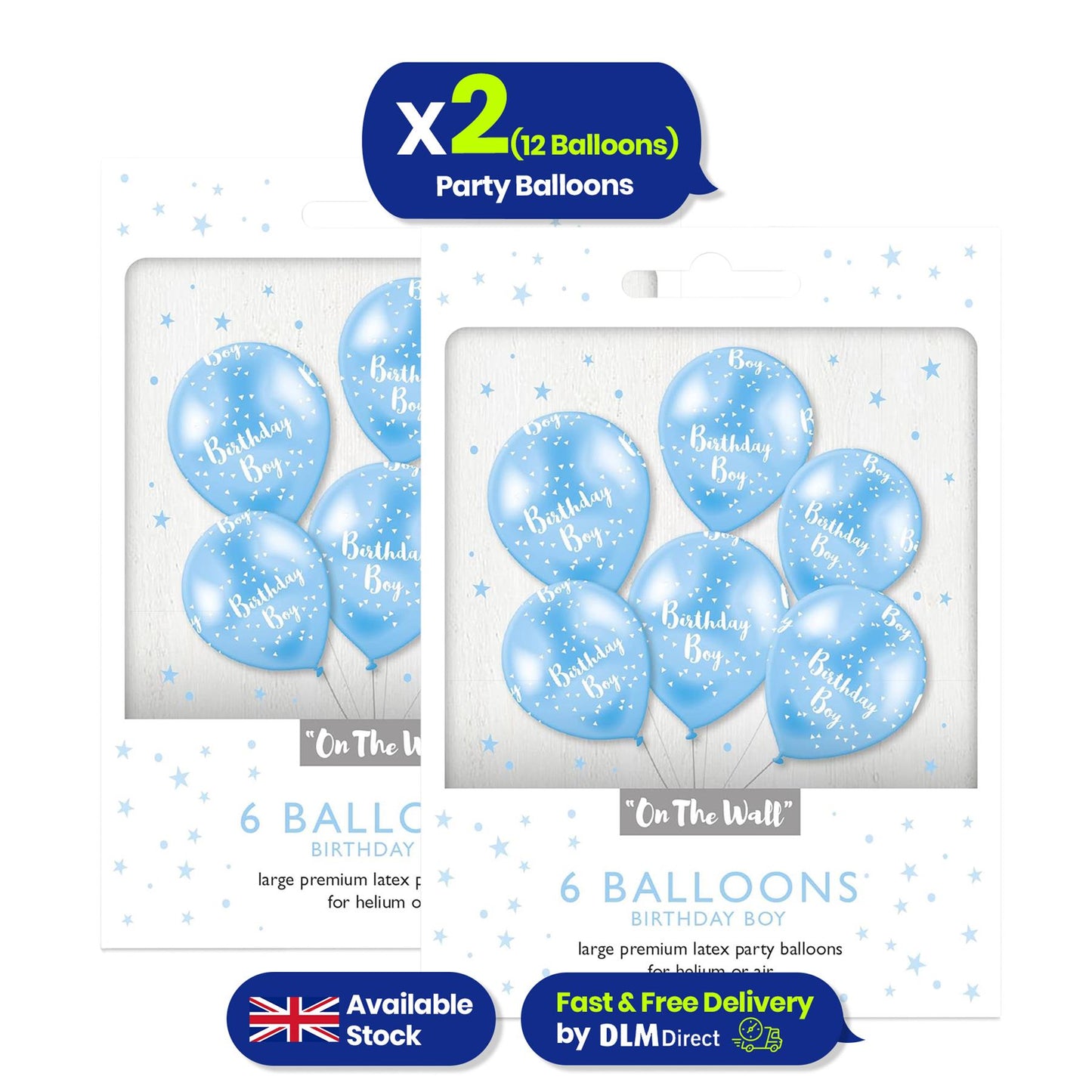 Birthday Boy Blue 12-inch Latex Party Balloons Variation