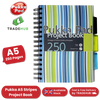 Pukka A5 Stripes Project Book, 250 Page, Lined, Single Notebook for Study & Work