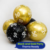 Black and Gold Balloons with 50th Birthday Banner Party Decoration Set 12 Inch