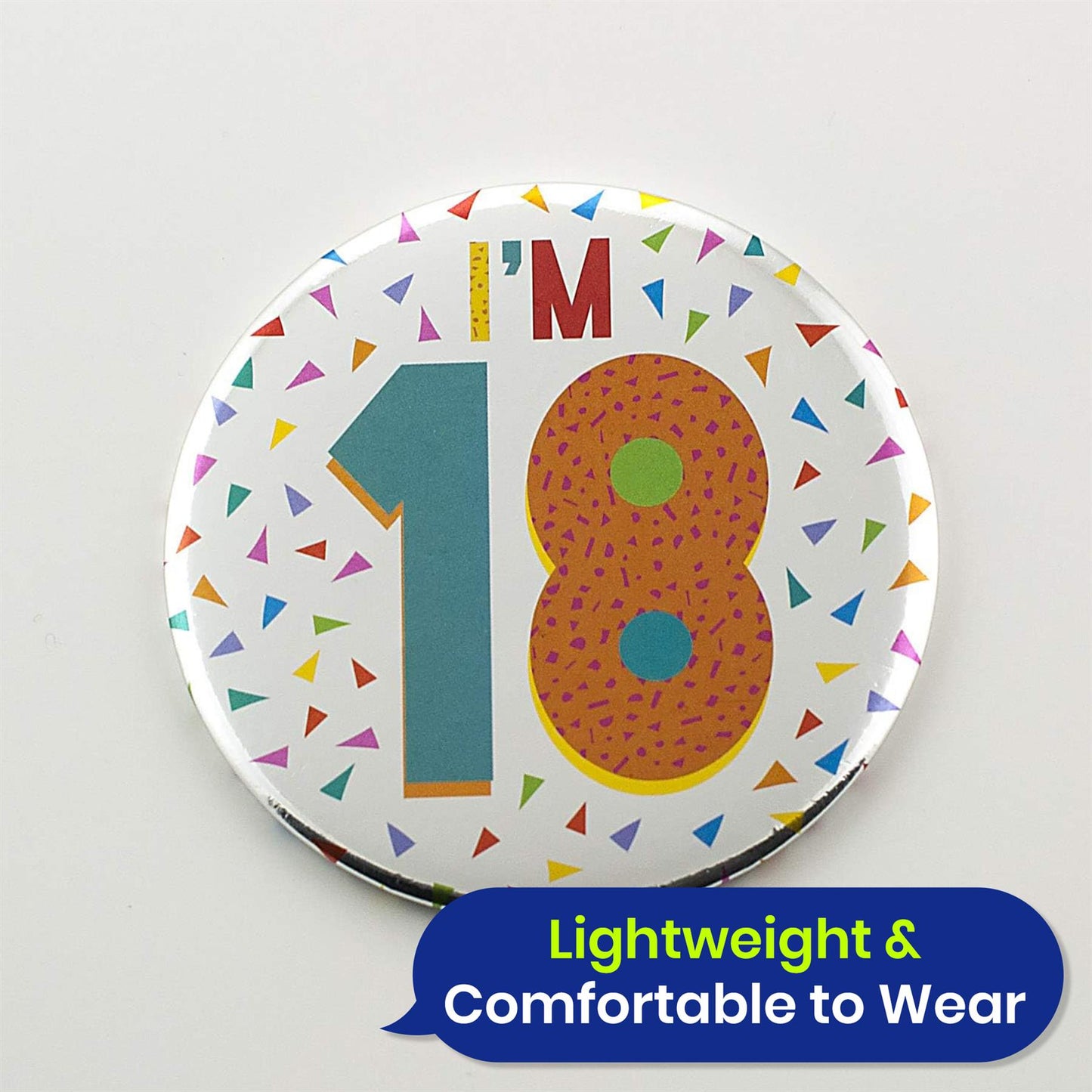 Silver 18th Birthday Badge 8.5cm Age Badge for Party Outfit and Celebrations