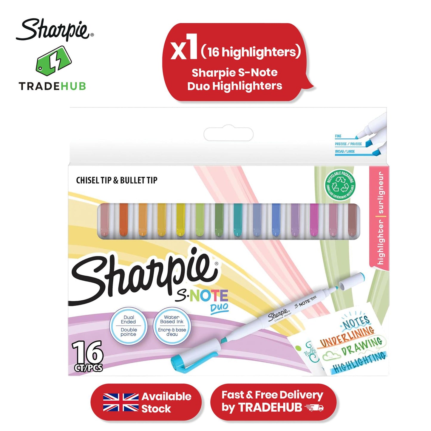Sharpie S Note Duo Twin Tip Asst PK16