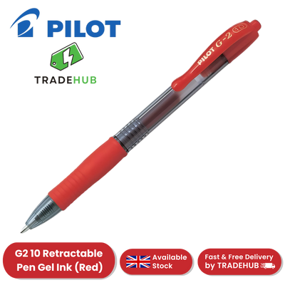 Pilot G-210 Retractable Pen Gel Ink 1.0mm Broad Rollerball Ball Point Pens - Red